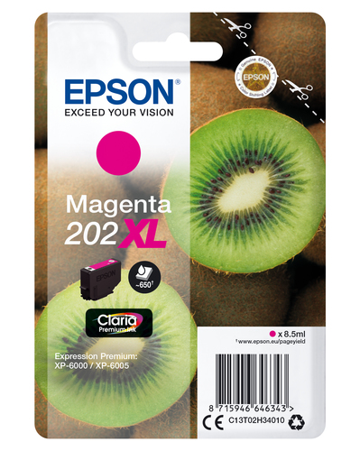 Epson 202XL - 8.5 ml - XL - magenta - original - emballage coque avec alarme radioélectrique/ acoustique - cartouche d'encre - pour Expression Premium XP-6000, XP-6005 