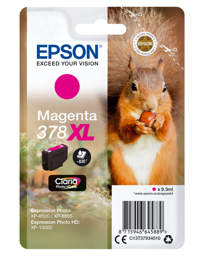 Epson 378XL - 9.3 ml - XL - magenta - original - blister - cartouche d'encre - pour Expression Home XP-8605, 8606, Expression Home HD XP-15000, Expression Photo XP-8505, 8700 