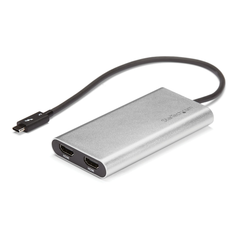 StarTech.com Adaptateur Thunderbolt 3 vers double HDMI - Compatible Windows et Mac - 4K 60 Hz (TB32HD24K60) - Câble adaptateur - USB-C mâle pour HDMI femelle - 28.4 m - argent - actif, support 4K60Hz (4096 x 2160) - pour P/N: TB33A1C 