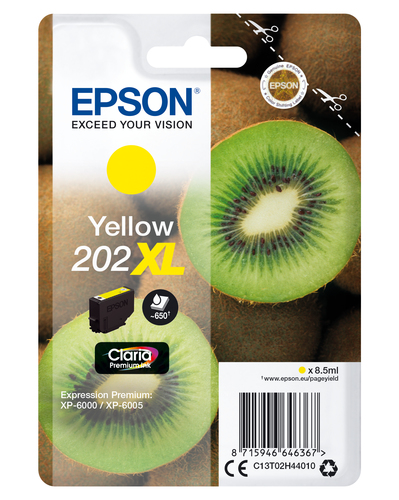 Epson 202XL - 8.5 ml - XL - jaune - original - emballage coque avec alarme radioélectrique/ acoustique - cartouche d'encre - pour Expression Premium XP-6000, XP-6005 