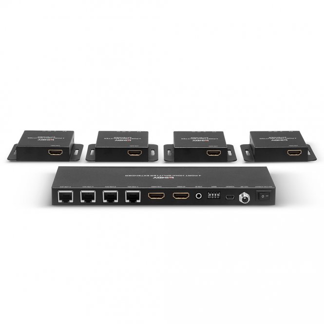 Lindy Kit Extender Splitter 4 Ports HDMI 4K30 & IR avec Loop Out, Cat.6 70m 
