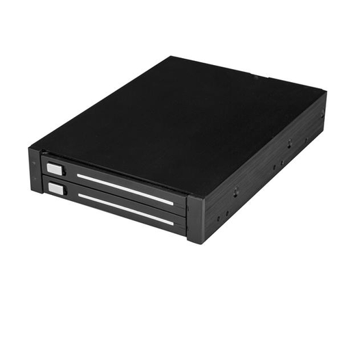 StarTech.com Rack amovible sans tiroir pour deux HDD / SSD SATA 2,5" dans baie de 3,5" - Backplane 2x disques SATA avec RAID - Contrôleur de stockage (RAID) - SATA 6Gb/s - RAID 0, 1, JBOD, BIG - SATA 6Gb/s - noir 