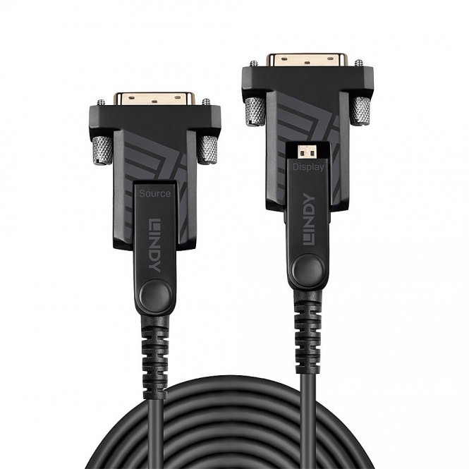 Lindy Câble 10m Micro-HDMI 4K60 Hybride Fibre Optique, Connecteurs HDMI & DVI fournis 