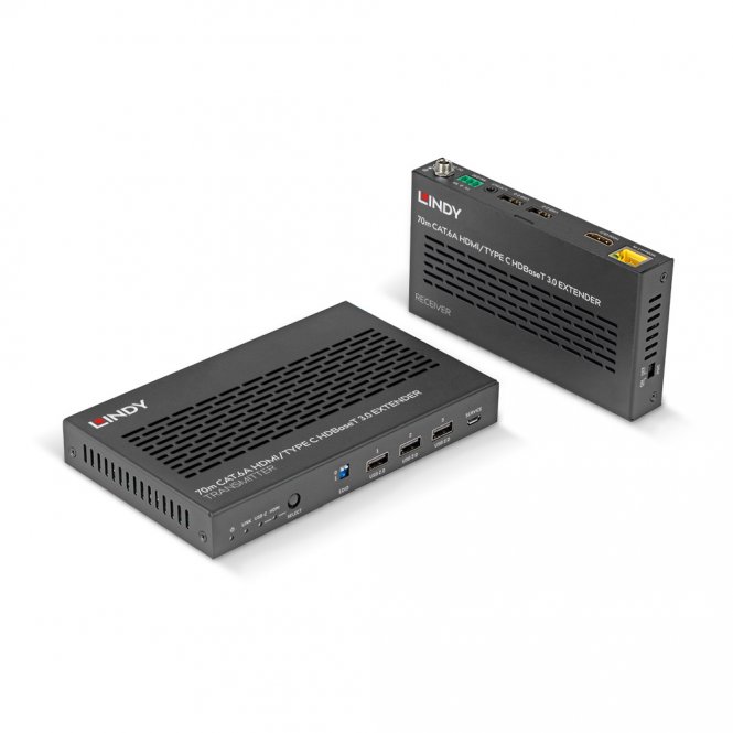 Lindy Extender KVM Cat.6A HDMI 4K60 & Type C HDBaseT 3.0, 70m 