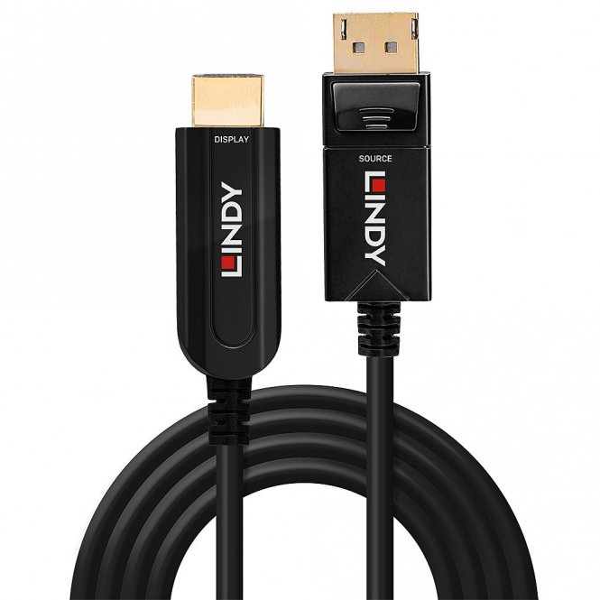 Lindy Câble Hybride Fibre Optique DisplayPort 1.2 vers HDMI 18G, 10m 