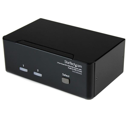 StarTech.com Commutateur KVM USB et double DVI à 2 ports avec audio et hub USB 2.0 - Switch écran clavier souris - Commutateur écran-clavier-souris/audio/USB - 2 x KVM / audio / USB - 1 utilisateur local - de bureau - pour P/N: IM12D1500P, SVA12M2NEUA, SV 