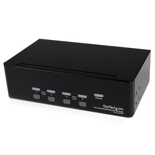 StarTech.com Switch KVM USB 2 Ecrans DVI pour 4 Ordinateurs avec Audio - Commutateur KVM - Commutateur écran-clavier-souris/audio/USB - 4 x KVM / audio / USB - 1 utilisateur local - de bureau - pour P/N: IM12D1500P, SV431RACK, SVA12M2NEUA, SVA12M5NA, USBD