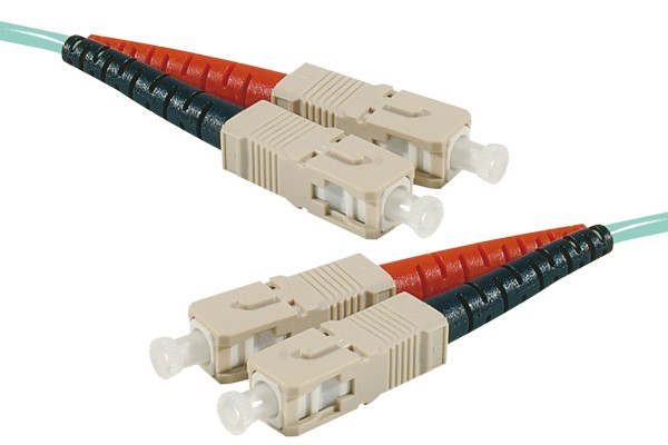 Jarretière optique duplex multimode OM4 50/125 SC-UPC/SC-UPC aqua - 5 m 