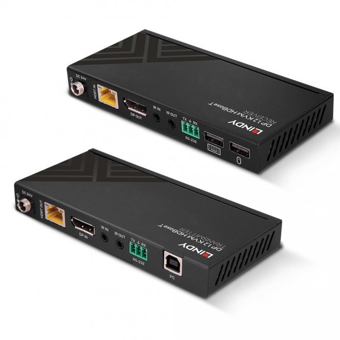 Lindy Extender KVM HDBaseT Cat.6 DisplayPort 1.2, USB, IR & RS-232, 150m 