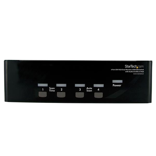 StarTech.com Commutateur KVM USB et double écran DVI / VGA à 4 ports avec audio et hub USB 2.0 - Switch écran clavier souris - Commutateur écran-clavier-souris/audio/USB - 4 x KVM / audio / USB - 1 utilisateur local - de bureau - pour P/N: IM12D1500P, SVA 