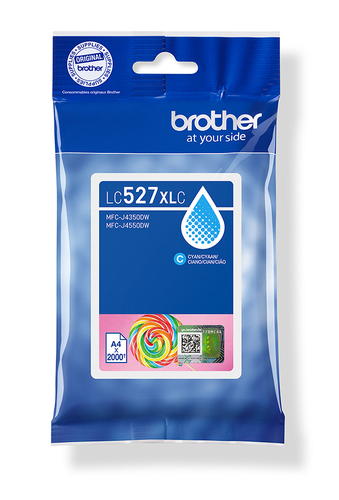 Brother LC527XLC - À rendement élevé - cyan - original - pack d'oreillers - cartouche d'encre - pour Brother MFC-J4350DW, MFC-J4550DW, MFC-J6760DW 