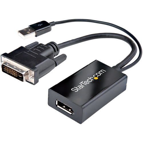 StarTech Adaptateur DVI vers DisplayPort avec alimentation USB - Convertisseur vidéo DVI vers DP - 1920 x 1200 - Adaptateur vidéo - liaison double - DVI-D (M) pour DisplayPort (F) - alimentation USB 