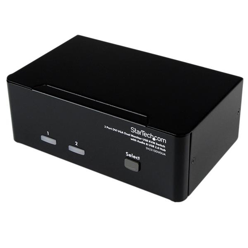 StarTech.com Switch KVM USB 2 ports DVI VGA avec audio - Commutateur USB 2.0 - Commutateur écran-clavier-souris/audio/USB - 2 x KVM / audio / USB - 1 utilisateur local - de bureau - pour P/N: IM12D1500P, SVA12M2NEUA, SVA12M5NA, USBDVI4N1A6, USBVGA4N1A10, 