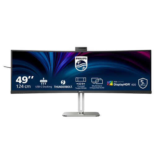 Philips 49B2U6903CH - 6000 Series - écran LED - incurvé - 49" (48.8" visualisable) - 5120 x 1440 SuperWide @ 100 Hz - VA - 500 cd/m² - 3000:1 - DisplayHDR 400 - 4 ms - Thunderbolt 4, 2xHDMI, DisplayPort - haut-parleurs - argent 