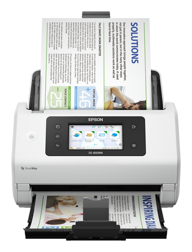 Epson WorkForce DS-800WN - Scanner de documents - Recto-verso - A4/Legal - 600 dpi x 600 dpi - jusqu'à 50 ppm (mono) / jusqu'à 50 ppm (couleur) - Chargeur automatique de documents (100 feuilles) - jusqu'à 8000 pages par jour - USB 3.2 Gen 1x1, Gigabit LAN 