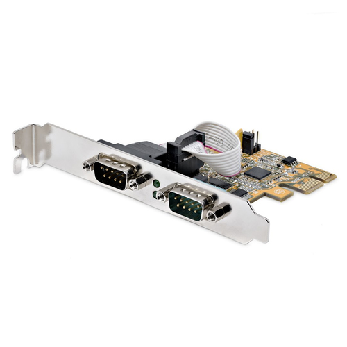Startech Carte Série PCI Express à 2 ports - Carte PCIe à RS232/DB9 - Adaptateur série - PCIe 2.0 profil bas - RS-232 x 2 - jaune 