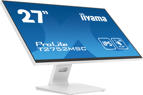iiyama ProLite T2752MSC-W1 - Écran LED - 27" - écran tactile - 1920 x 1080 Full HD (1080p) @ 60 Hz - IPS - 400 cd/m² - 1000:1 - 5 ms - HDMI, DisplayPort - haut-parleurs - blanc, mat 