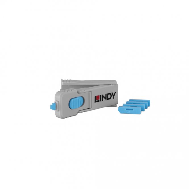 Lindy Bloqueur de port DisplayPort - 4 pièces + clé, Bleu 