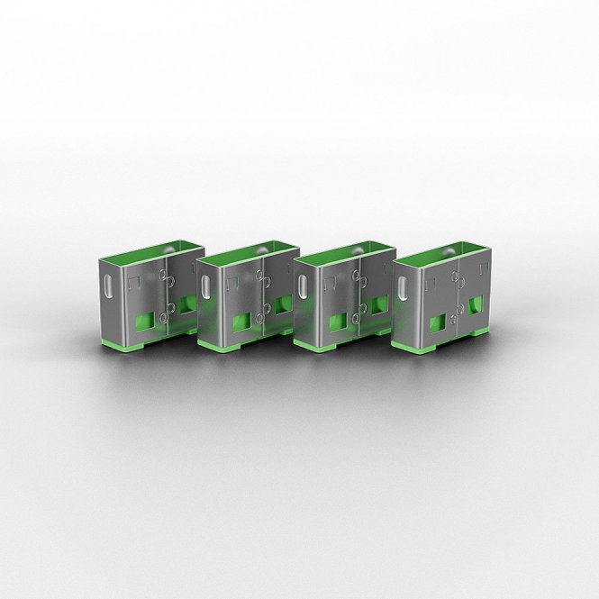 Lindy Bloqueur de port USB A, 4 pièces + clé, Vert
