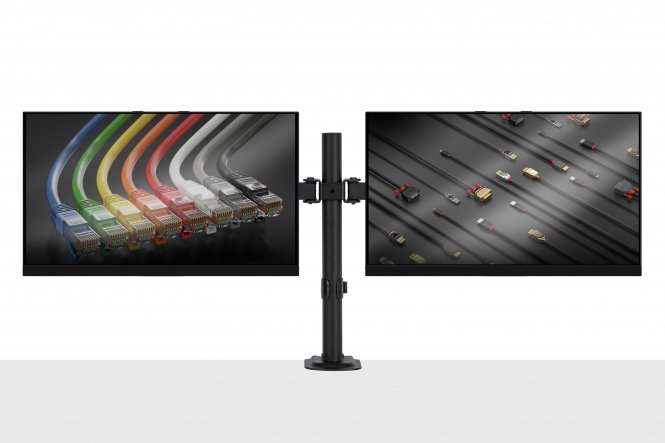 Lindy Support d'écran double fixe et ajustable - Noir 