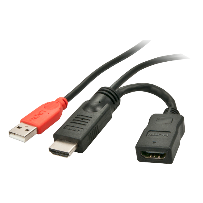 Lindy Câble HDMI 1.4  injecteur d'alimentation avec USB type A mâle, 15 cm 