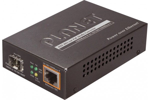 Planet GTP-805A CONVERT.FIBRE SFP - RJ45 Gigabit PoE+ 30w 