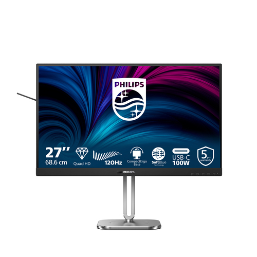 Philips 27B2U4601 - 4000 Series - écran LED - 27" - 2560 x 1440 QHD @ 120 Hz - IPS - 1500:1 - HDMI, 2xDisplayPort, USB-C - haut-parleurs - Charbon 