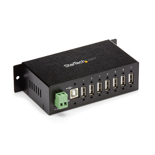 StarTech.com Hub USB 2.0 robuste industriel a 7 ports - Concentrateur USB a fixation mural / sur rail DIN - Concentrateur (hub) - 7 x USB 2.0 - Montage sur rail DIN - Tension CC - pour P/N: ITB20D3250, MSDREADU2OTG, USB2HAB15, USB2HAB30AC, USB2HAB50AC, US 