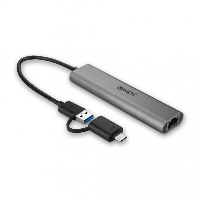 Lindy Hub USB 3.2 Gen 1 & Convertisseur Ethernet Gigabit 