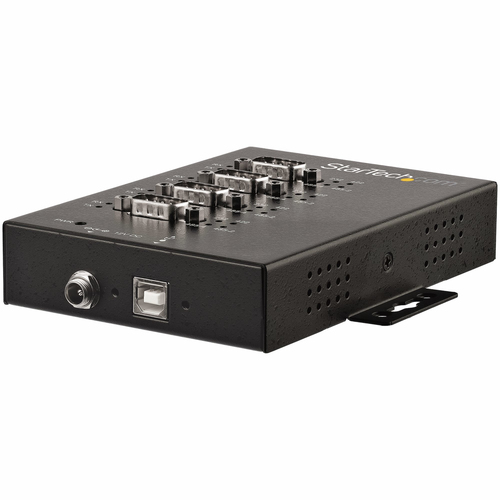 Startech Hub industriel USB vers série RS232 / RS422 / RS485 à 4 ports avec protection électrostatique (ESD) 15 kV - Adaptateur série - USB 2.0 - RS-232/422/485 x 4 + USB 2.0 x 1 - noir - Conformité TAA 