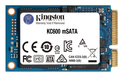 Kingston KC600 - SSD - chiffré - 256 Go - interne - mSATA - SATA 6Gb/s - AES 256 bits - TCG Opal Encryption, Self-Encrypting Drive (SED) 