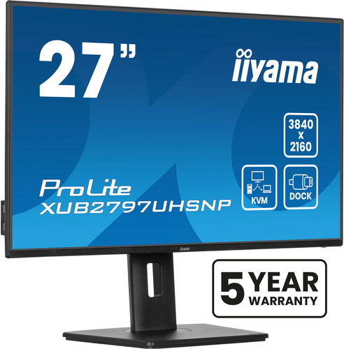 iiyama ProLite XUB2797UHSNP-B1 - Écran LED - 27" - 3840 x 2160 4K @ 60 Hz - IPS - 350 cd/m² - 1300:1 - 4 ms - HDMI, DisplayPort, USB-C - haut-parleurs - noir, mat 