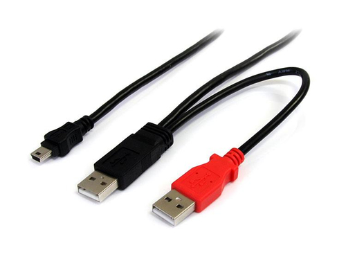 StarTech.com Câble USB 2.0 en Y A vers Mini B de 1,8 m  - Cordon USB pour disque dur externe - 2x USB A (M) vers 1x USB Mini B (M) - Câble USB - USB (M) pour mini USB type B (M) - USB 2.0 - 1.8 m - noir - pour P/N: SAT1810U2, SLMSOPTB, PEXUSB7LP 
