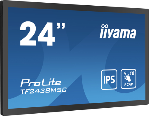 iiyama ProLite TF2438MSC-B1 - Écran LED - 24" (23.8" visualisable) - cadre ouvert - écran tactile - 1920 x 1080 Full HD (1080p) - IPS - 600 cd/m² - 1000:1 - 5 ms - HDMI, DisplayPort - haut-parleurs - noir, mat 