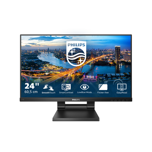 Philips 242B1TC - Écran LED - 24" (23.8" visualisable) - écran tactile - 1920 x 1080 Full HD (1080p) @ 75 Hz - IPS - 250 cd/m² - 1000:1 - 4 ms - HDMI, VGA, DisplayPort - haut-parleurs - texture noire 