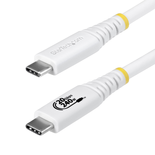 StarTech.com - Câble USB - USB-C (M) pour USB-C (M) - USB4 / Thunderbolt 3 / Thunderbolt 4 / DisplayPort 1.4 - 2 m - support 4K 120 Hz, robuste, gamme de puissance étendue (EPR), support pour Power Delivery 3,1, flexible - blanc 