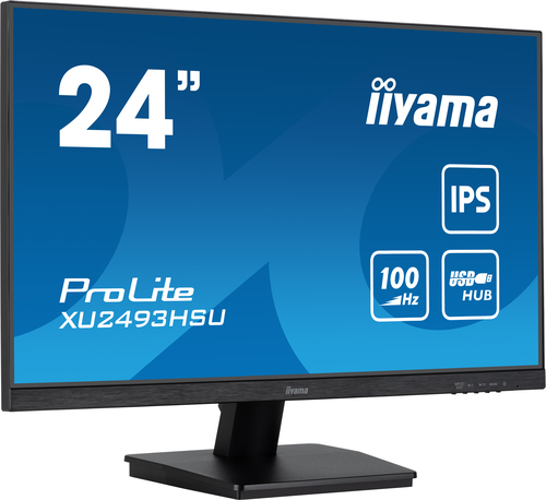 iiyama ProLite XU2493HSU-B7 - Écran LED - 24" (23.8" visualisable) - 1920 x 1080 Full HD (1080p) @ 100 Hz - IPS - 300 cd/m² - 1300:1 - 1 ms - HDMI, DisplayPort - haut-parleurs - noir mat 
