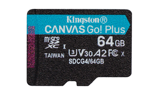 Kingston Canvas Go! Plus - Carte mémoire flash - 64 Go - A2 / Video Class V30 / UHS-I U3 / Class10 - microSDXC UHS-I 