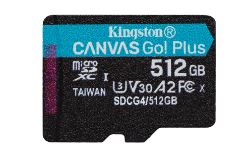 Kingston Canvas Go! Plus - Carte mémoire flash - 512 Go - A2 / Video Class V30 / UHS-I U3 / Class10 - microSDXC UHS-I 