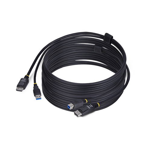 StarTech.com 10ft (3m) DisplayPort and USB 5Gbps KVM Cable - Câble clavier / vidéo / souris (KVM) - USB type A, DisplayPort (M) pour USB Type B, DisplayPort (M) - 3 m - support pour 4K60Hz, prise en charge de HDR10 - noir - disponible 24 / 48h 