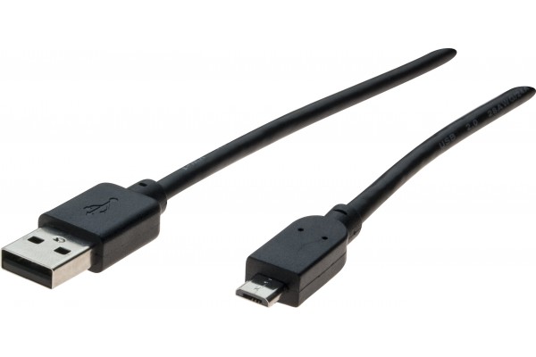 Cordon USB 2.0 type A / micro B noir - 0,5 m 