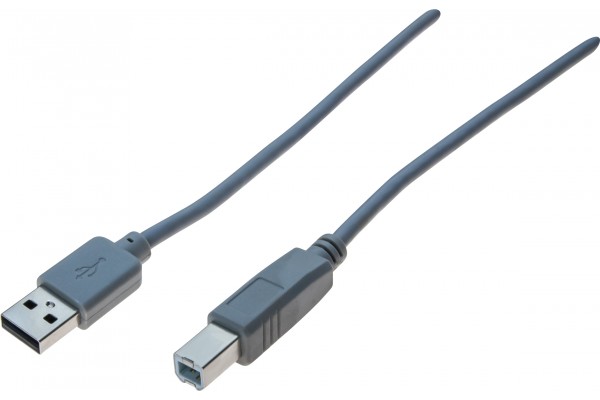 Cordon USB 2.0 A / B gris - 5,0 m 