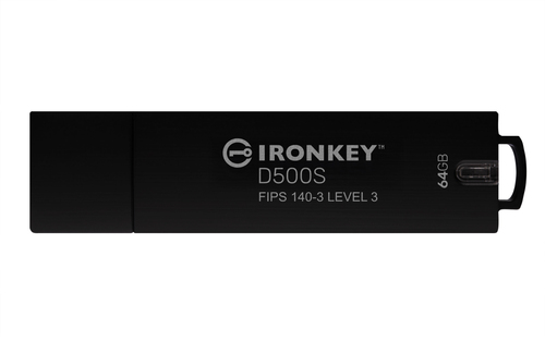 Kingston IronKey D500S - Clé USB - chiffré - FIPS 140-3 Level 3 - 64 Go - USB 3.2 Gen 1 - Conformité TAA 