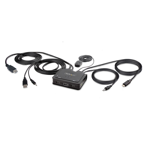 StarTech.com Switch KVM Hybride USB-C à 2 Ports, 4K60Hz, Commutateur KVM - Commutateur écran-clavier-souris/audio/USB - compact - 2 x KVM / audio / USB - 1 utilisateur local - de bureau 