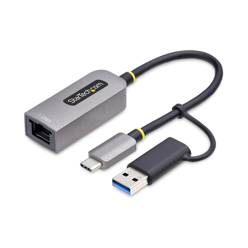 Startech USB-C to Ethernet Adapter w/USB-A Adapter, Realtek RTL8153B - Adaptateur réseau - USB-C 3.2 Gen 1 - Gigabit Ethernet - gris sidéral 