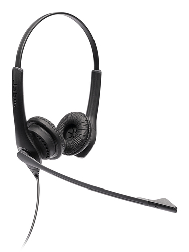 Jabra BIZ 1100 Duo - Micro-casque - sur-oreille - filaire - jack 3,5mm - noir - universitaire - Certifié pour Microsoft Teams, certifié Zoom 