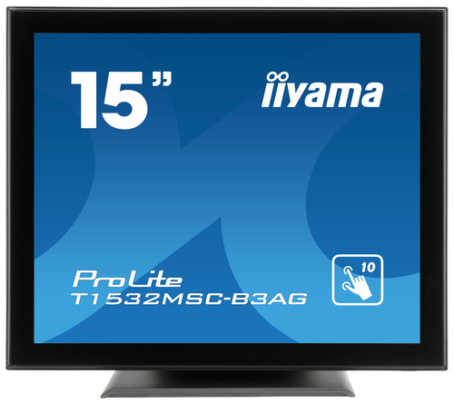 iiyama ProLite T1532MSC-B3AG - Écran LED - 15" - écran tactile - 1024 x 768 - TN - 370 cd/m² - 700:1 - 8 ms - DVI-D, VGA - haut-parleurs - noir 