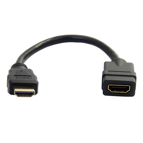 StarTech.com Cable de protection pour port HDMI Ultra HD 4k x 2k - M/F (HDMIEXTAA6IN) - Câble HDMI - HDMI mâle pour HDMI femelle - 15 cm - noir - pour P/N: CDP2HDMM2MB, DP2HDMM2MB, HDDVIMM3, HDMM1MP, HDMM2MP, HDMM3MP, HDPMM50, MDP2HDMM2MB 