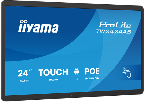 iiyama ProLite TW2424AS-B3P - Ordinateur Android - PC à écran tactile 1 RK3576 - RAM 4 Go - SSD - eMMC 32 Go - Mali-G52 MC3 - Gigabit Ethernet, IEEE 802.11ax (Wi-Fi 6), Bluetooth 5.3 - Android 14 GMS - moniteur : LED 23.8" 1920 x 1080 (Full HD) écran tact 