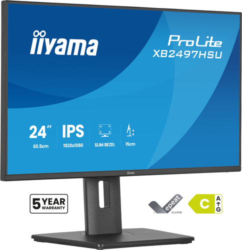 iiyama ProLite XB2497HSU-B1 - Écran LED - 24" (23.8" visualisable) - 1920 x 1080 Full HD (1080p) @ 120 Hz - IPS - 350 cd/m² - 1500:1 - 4 ms - HDMI, DisplayPort - haut-parleurs - noir, mat 